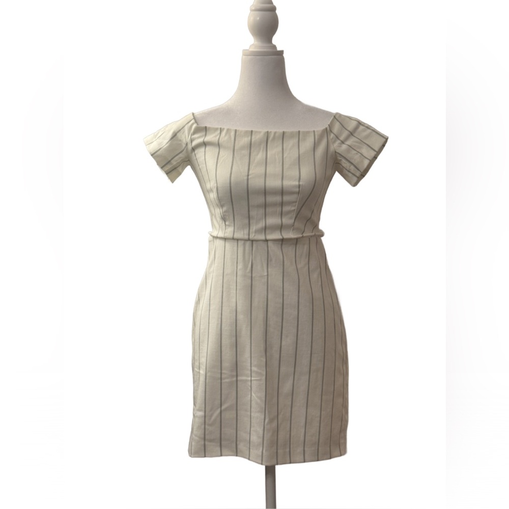 GIANNI BINI Elegant Mini/Midi Creamy White Striped Dress size S